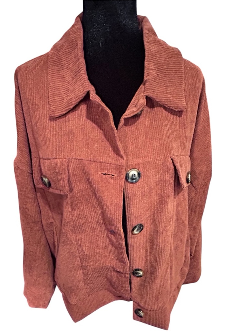 Lularoe Rust Corduroy Plus XL Berlin Style Jacket Buttons Pockets NWOT